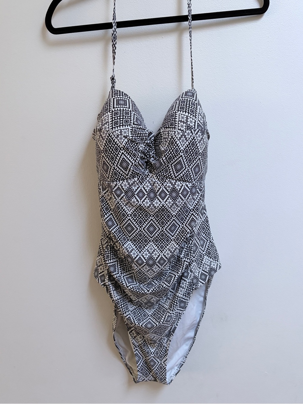 Black & White Geometric Halter/Strapless Woman’s One-Piece Swimsuit